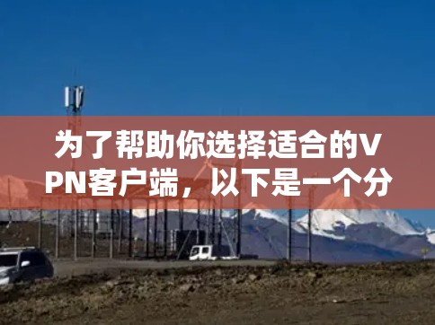 为了帮助你选择适合的VPN客户端，以下是一个分步骤的建议，涵盖你的需求和环境因素
