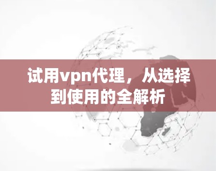 试用vpn代理,从选择到使用的全解析 试用vpn代理,从选择到使用的全解析