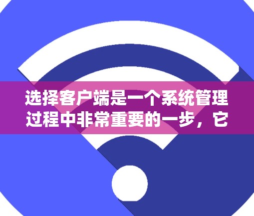 选择客户端是一个系统管理过程中非常重要的一步，它直接影响到应用程序的运行和系统性能。以下是详细的步骤和考虑因素，帮助你更好地选择适合的客户端