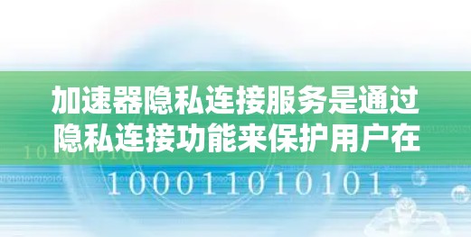 加速器隐私连接服务是通过隐私连接功能来保护用户在使用加速器时的隐私和安全。以下是详细的总结