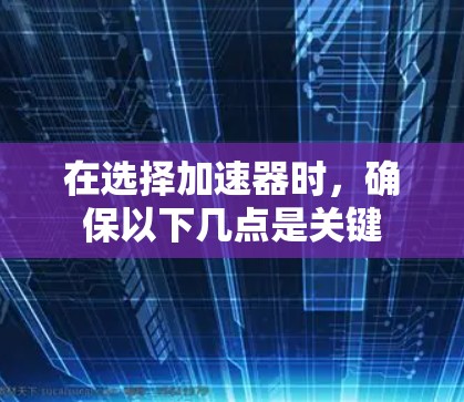 在选择加速器时，确保以下几点是关键